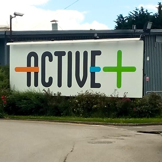 An image of the Active + outdoor monument sign.